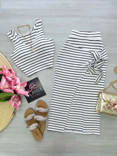 Conjunto canelado listrado na internet