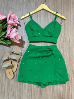 Conjunto alfaiataria verde brilho