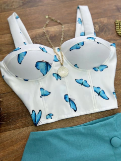 Cropped premium borboletas - comprar online