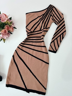 Vestido modal mídi manga nula Nude - comprar online