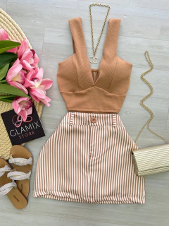 Saia shorts alfaiataria listrado - loja online
