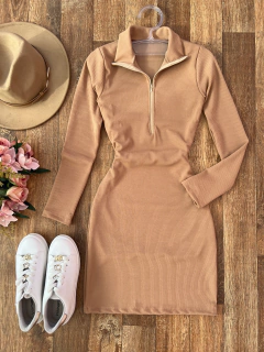 Vestido canelado 3D zíper - comprar online