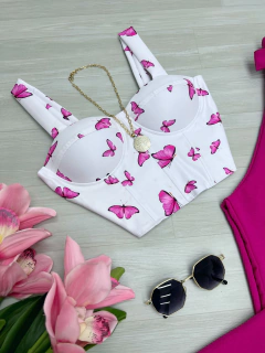 Cropped premium borboletas - comprar online