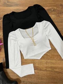 Cropped canelado manga princesa - comprar online
