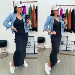 Vestido tricot modal maxi midi na internet