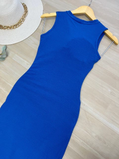Vestido midi Canelado azul na internet