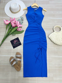 Vestido midi Canelado azul
