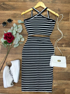 Conjunto canelado midi listrado