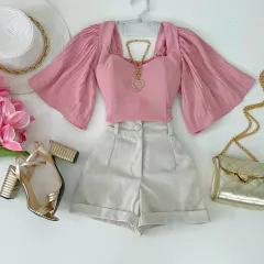 Cropped plissado