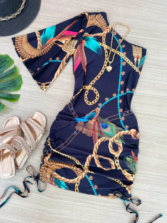 Vestido manga nula estampado - comprar online