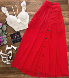 Saia longa botões coral