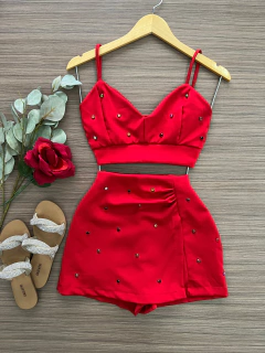 Conjunto alfaiataria vermelho brilho