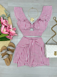 Saia/shorts Linho listrado