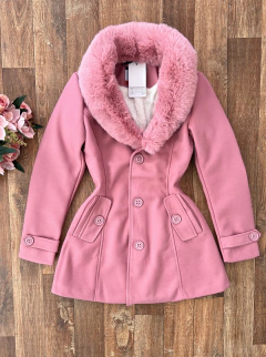 Casaco lã batida rose