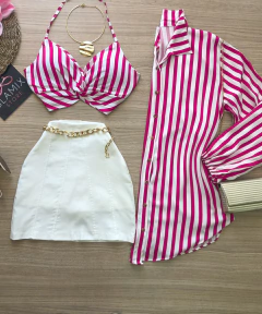 conjunto camisa e cropped