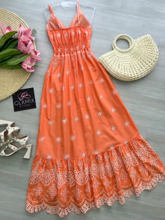 Vestido longo laise coral - comprar online