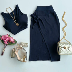 Conjunto canelado preto