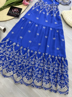 Vestido longo laise azul - Glamix 