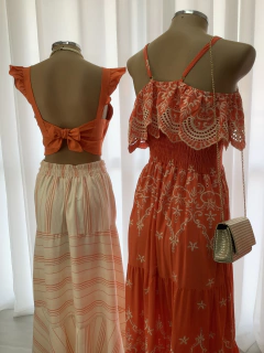 Vestido longo laise coral - Glamix 