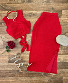 Conjunto Mídi premium vermelho