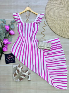 Vestido Tricoline listrado