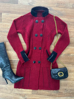 Sobretudo tricot mousse vermelho