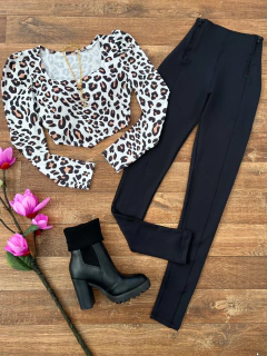 Calça flanelada 2 zíperes