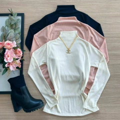 Blusa gola canelada