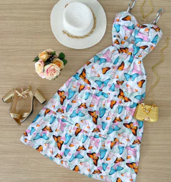 Vestido mídi borboletas