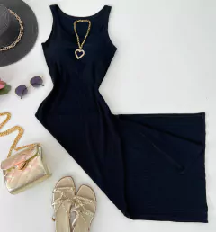 Vestido mídi canelado