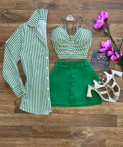 Saia shorts alfaiataria verde