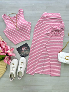 Conjunto canelado listrado - comprar online