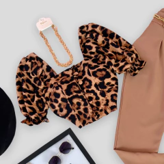 Cropped botões onça - comprar online