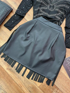 Saia franjas courino Bia - comprar online