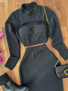 Conjunto Canelado 3D preto - comprar online