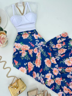 Saia longa crepe floral - comprar online