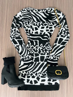 Vestido tricot Animal print