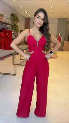 Macacão pantalona vermelho - online store