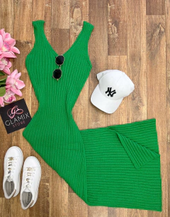 Vestido tricot modal longo