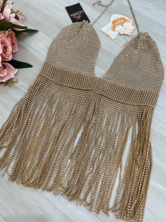 Cropped franjas strass