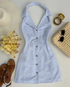 Vestido linho listrado - comprar online