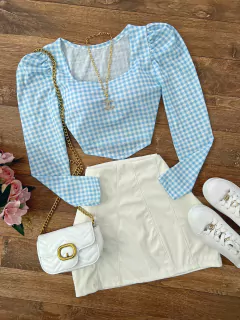 Cropped canelado princesa xadrez - comprar online