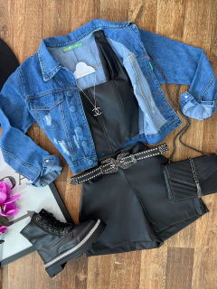 Cropped corset couro alça 2 - Glamix 