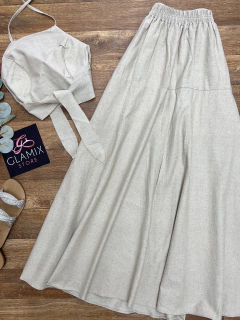Conjunto saia longa botões linho - comprar online