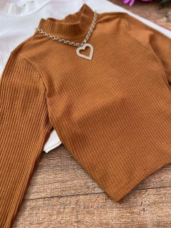 Cropped canelado gola - comprar online