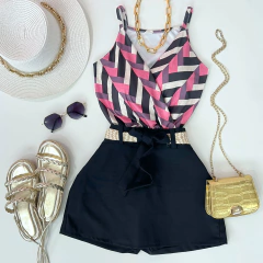 Saia/shorts linho preto