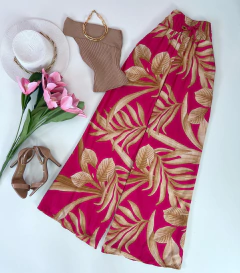 Calça pantalona Lastex
