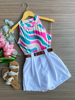 Saia/shorts alfaiataria com cinto