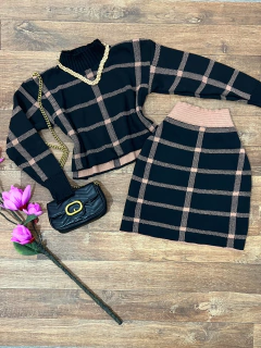 Conjunto cropped e saia tricot - Glamix 