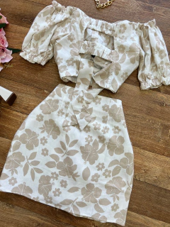 Conjunto linho cru estampado - comprar online